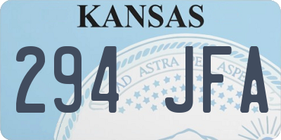 KS license plate 294JFA