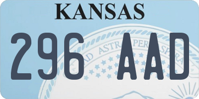 KS license plate 296AAD