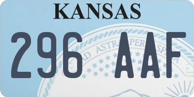 KS license plate 296AAF