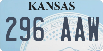 KS license plate 296AAW