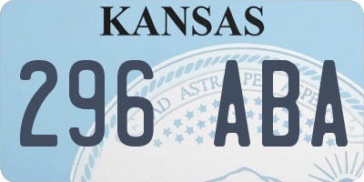 KS license plate 296ABA
