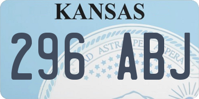 KS license plate 296ABJ