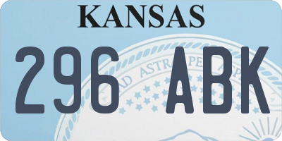 KS license plate 296ABK