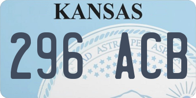 KS license plate 296ACB