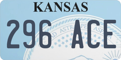 KS license plate 296ACE