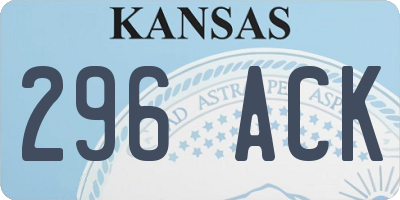 KS license plate 296ACK