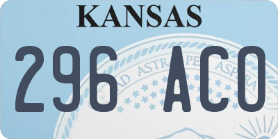 KS license plate 296ACO