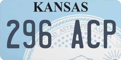 KS license plate 296ACP