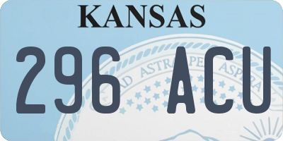 KS license plate 296ACU