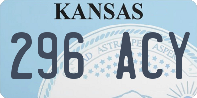 KS license plate 296ACY