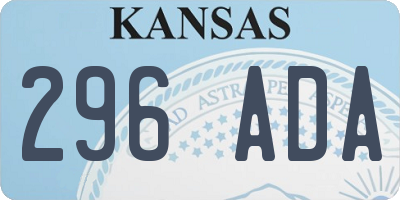 KS license plate 296ADA