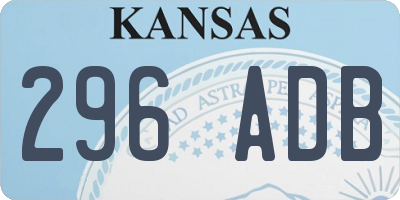 KS license plate 296ADB