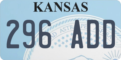 KS license plate 296ADD