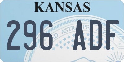 KS license plate 296ADF
