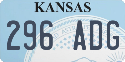 KS license plate 296ADG