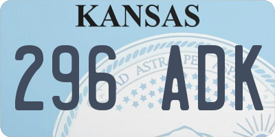 KS license plate 296ADK