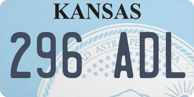 KS license plate 296ADL