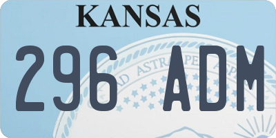 KS license plate 296ADM