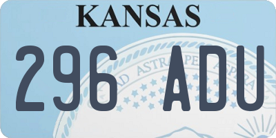 KS license plate 296ADU