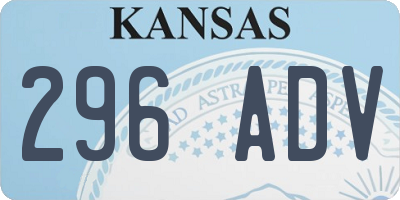 KS license plate 296ADV