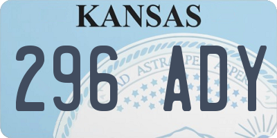 KS license plate 296ADY