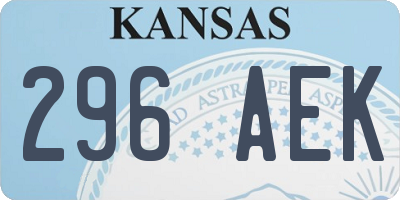 KS license plate 296AEK
