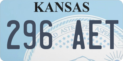 KS license plate 296AET
