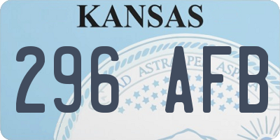 KS license plate 296AFB