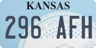 KS license plate 296AFH