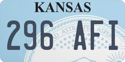 KS license plate 296AFI