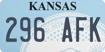 KS license plate 296AFK