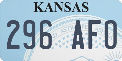 KS license plate 296AFO
