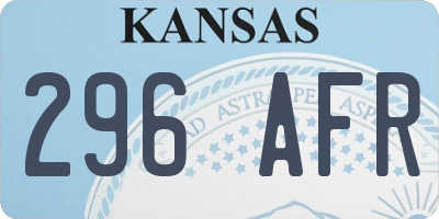 KS license plate 296AFR