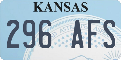 KS license plate 296AFS