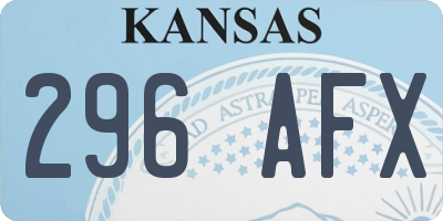 KS license plate 296AFX