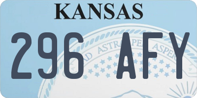 KS license plate 296AFY