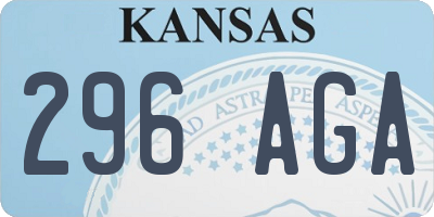 KS license plate 296AGA