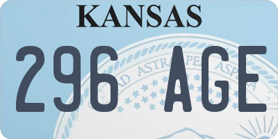 KS license plate 296AGE