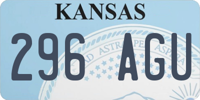 KS license plate 296AGU