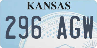 KS license plate 296AGW