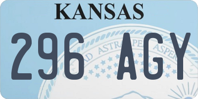 KS license plate 296AGY