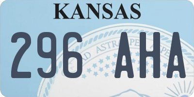 KS license plate 296AHA