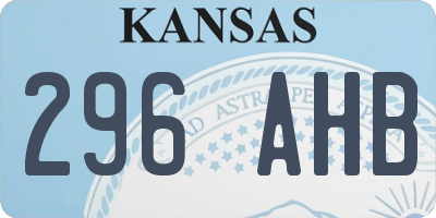 KS license plate 296AHB