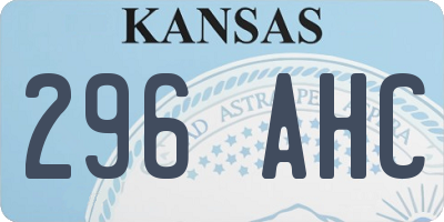 KS license plate 296AHC
