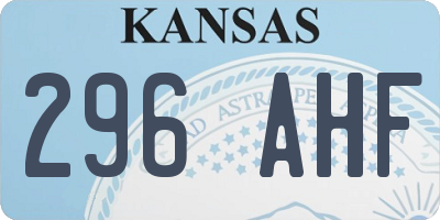 KS license plate 296AHF
