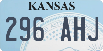 KS license plate 296AHJ