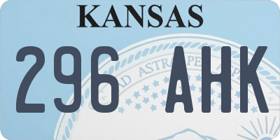 KS license plate 296AHK