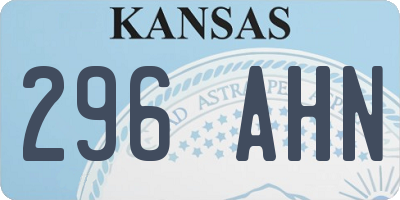 KS license plate 296AHN