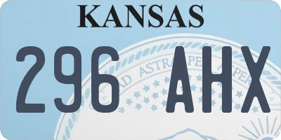 KS license plate 296AHX