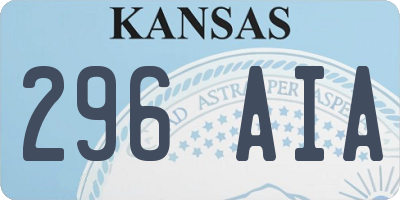 KS license plate 296AIA